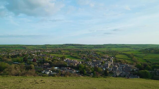 Corfe Castle - Dorset England (Aerial View)