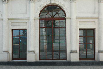 View of building with arched and ordinary windows