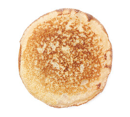 One delicious crepe isolated on white, top view