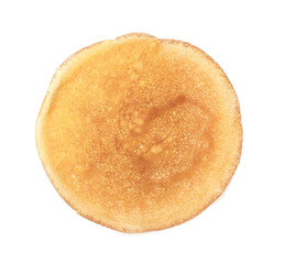 One delicious crepe isolated on white, top view