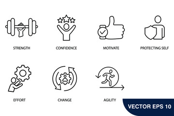 resilience icons set . resilience pack symbol vector elements for infographic web - obrazy, fototapety, plakaty