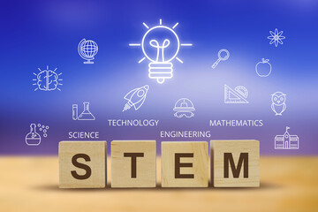 STEM Education Concept , Science Technology Engineering and Maths, icon style vector design, illustration.