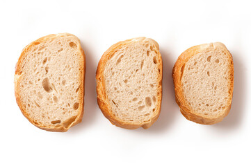  Sliced bread isolated on white , Top view
