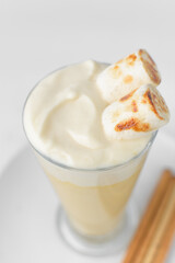 Toasted marshmallows on whipped cream, roasted marshmallows 