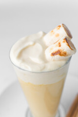 Toasted marshmallows on whipped cream, roasted marshmallows 