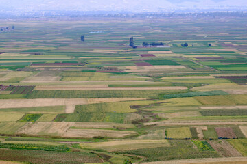 Fototapeta premium Scenery of agricultural crops in the Mantaro Valley at dawn.