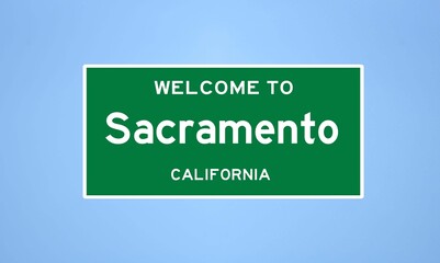 Sacramento, California city limit sign. Town sign from the USA. - obrazy, fototapety, plakaty