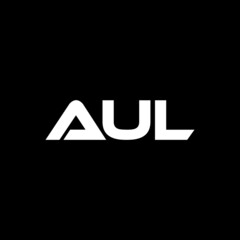 AUL letter logo design with black background in illustrator, vector logo modern alphabet font overlap style. calligraphy designs for logo, Poster, Invitation, etc.