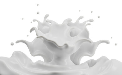 Milk splash bomb shapes with clipping path , 3D Rendering, 3D illustration