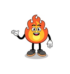 Obraz premium fire cartoon with welcome pose