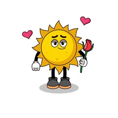 Fototapeta premium sun mascot falling in love