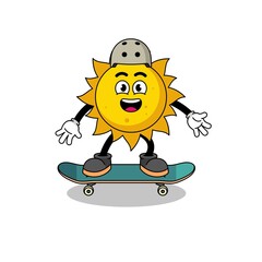 sun mascot playing a skateboard