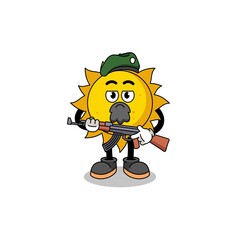 Character cartoon of sun as a special force