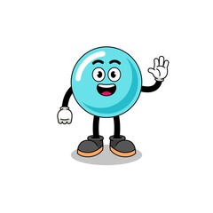 bubble cartoon doing wave hand gesture