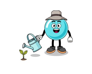 Illustration of bubble cartoon watering the plant