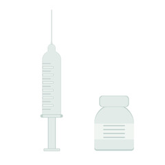 Vector image of a syringe and medication in a jar