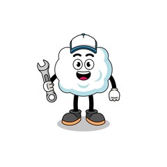 cloud illustration cartoon as a mechanic