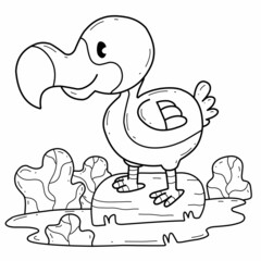 animals coloring book alphabet. Isolated on white background. Vector cartoon dodo bird. © aka vector