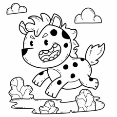 Plakat animals coloring book alphabet. Isolated on white background. Vector cartoon hyena.