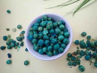 Homemade Indonesia Snack Green peas (Snack Kacang Polong Ijo), crunchy savory taste made from peas. Peas are vegetable-producing plants in the form of green seeds.
