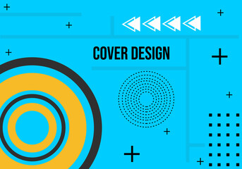 blue color journal cover with geometric abstract design. used for banner, poster design