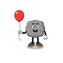 Cartoon of dark cloud holding a balloon