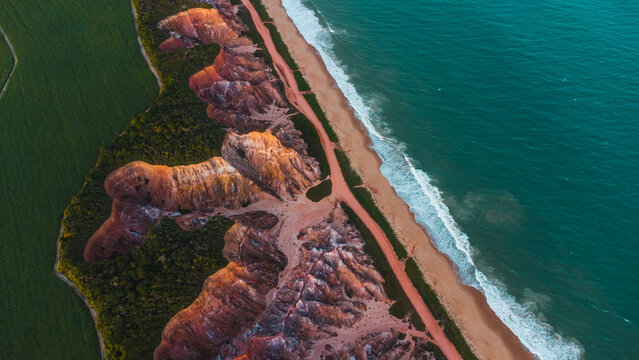 Fal&eacute;sias Praia Gunga Alagoas Paisagem Litoral Mar P&ocirc;r do Sol Oceano Areia Geologia Geografia Zona da Mata