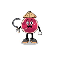 Illustration of meat as an asian farmer