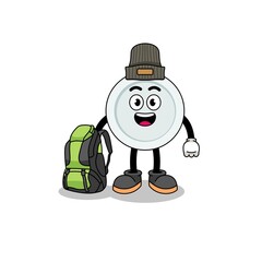 Illustration of plate mascot as a hiker