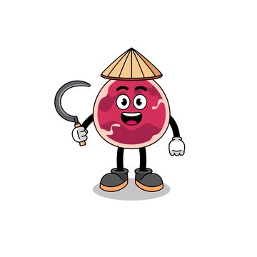 recommend clip art: Illustration of meat as an asian farmer