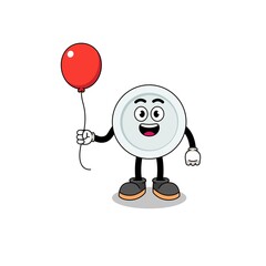 Cartoon of plate holding a balloon
