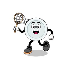Cartoon of plate catching a butterfly
