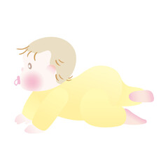 横向きでハイハイをする赤ちゃん