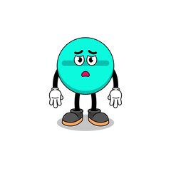 Naklejka premium medicine tablet cartoon illustration with sad face