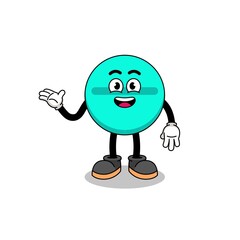 medicine tablet cartoon with welcome pose
