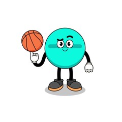 medicine tablet illustration as a basketball player
