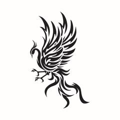 phoenix logo, silhoutee of black and abstract fantasy bird vector illustrations