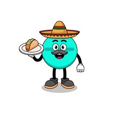 Character cartoon of medicine tablet as a mexican chef