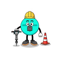 Character cartoon of medicine tablet working on road construction