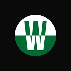 W lettermark logo design. Green and white conceptual iconic brand logo vector illustration.