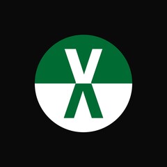 Obraz premium X lettermark logo design. Green and white conceptual iconic brand logo vector illustration.