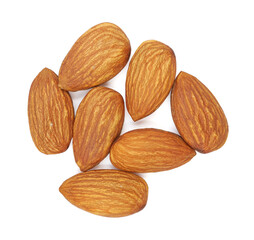 pile Almond nuts. Isolated white background. with clipping path.