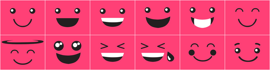 Emoji faces icons vector design bad and good review happy and sad reaction