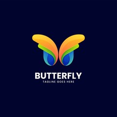 Vector Logo Illustration Butterfly Gradient Colorful Style.