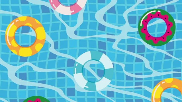 summer season pool airview animation