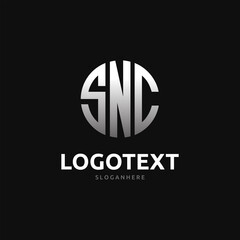 Snc Monogram logo, Snc Circle font, Round monogram Snc letters, three letters logo