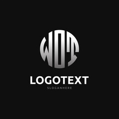 Wot Monogram logo, Wot Circle font, Round monogram Wot letters, three letters logo