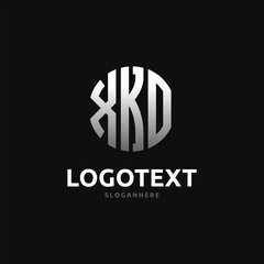 Xko Monogram logo, Xko Circle font, Round monogram Xko letters, three letters logo