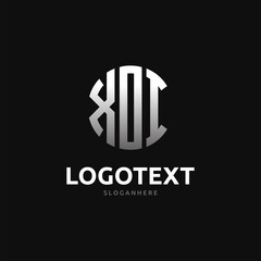 Xoi Monogram logo, Xoi Circle font, Round monogram Xoi letters, three letters logo