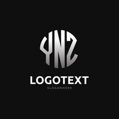 Ynz Monogram logo, Ynz Circle font, Round monogram Ynz letters, three letters logo